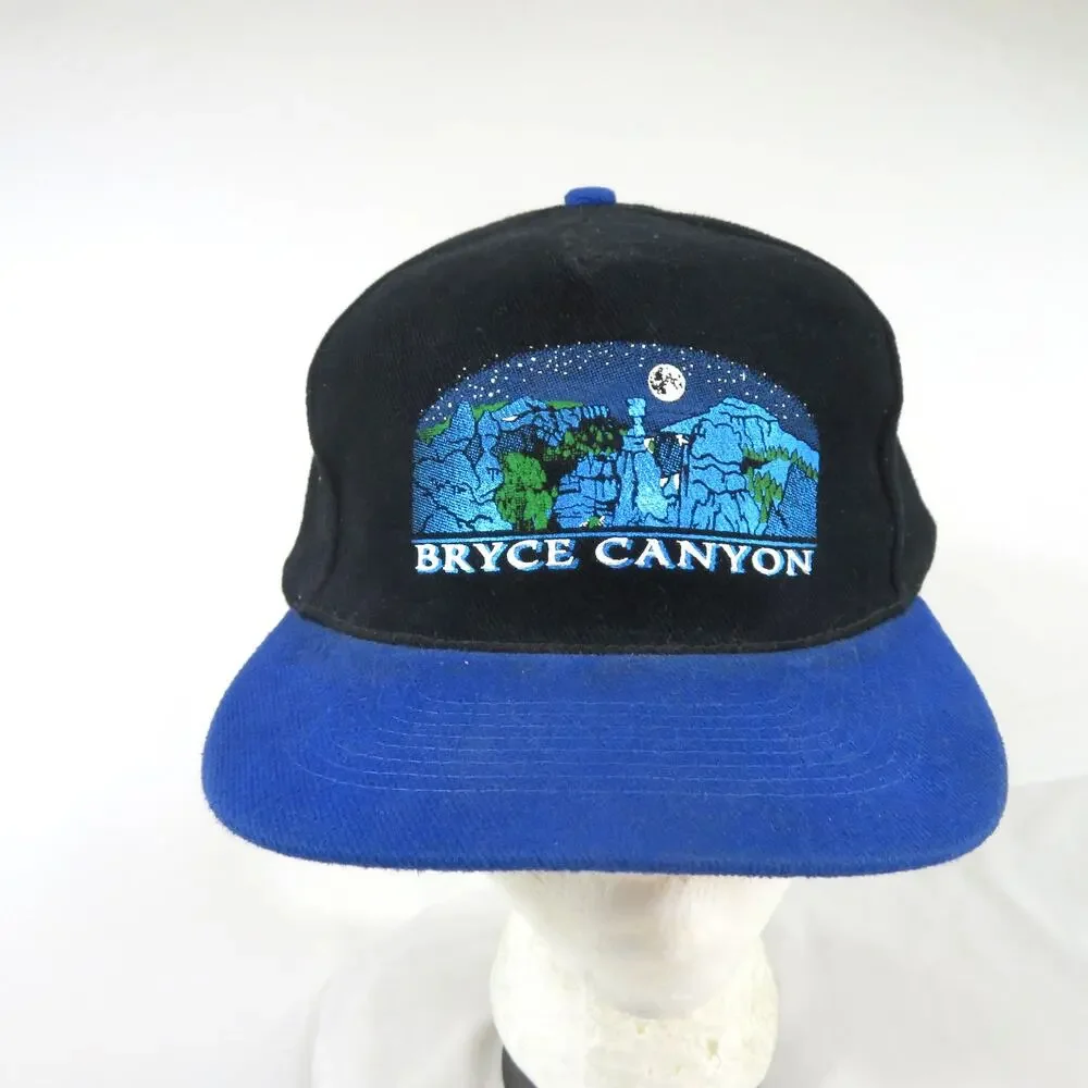 Bryce Canyon Dad Hat, Blue White Black, Adjustable Slide Back 1990s